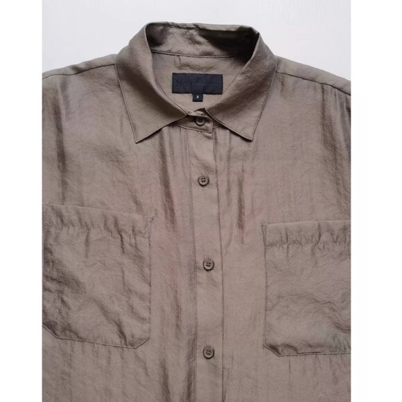 NEW No.6 Ilya Shirt - Ballet Brown Cafe Semi Sheer Buttondown Retro - Picture 6 of 10